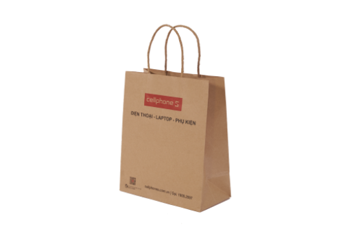 rectangular paper kraft bag cellphones with handles | sac kraft rectangulaire cellphones avec anses