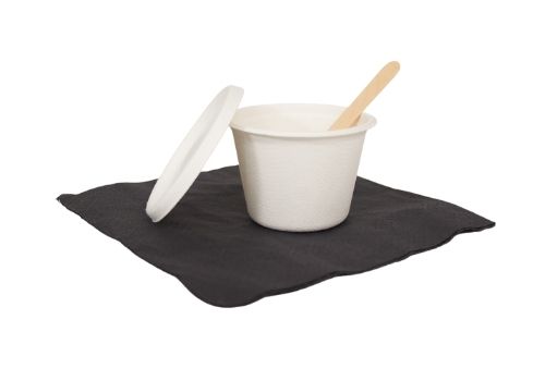 compostable food bolw on cloth | bol de nourriture compostable sur tissu